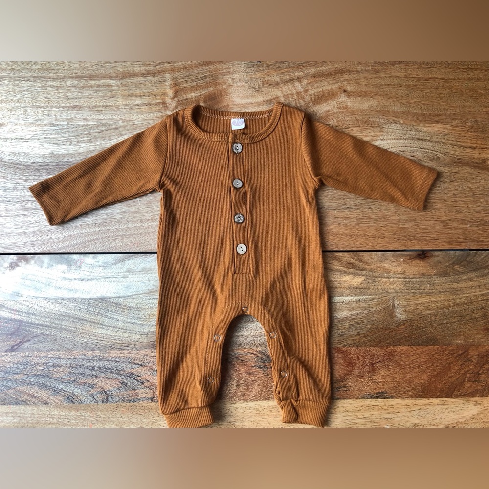 Brown unisex long sleeve onesie